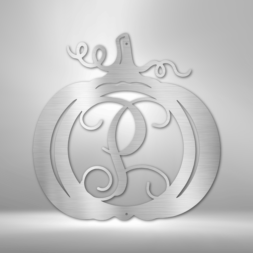 Pumpkin Initial Monogram - Steel Sign